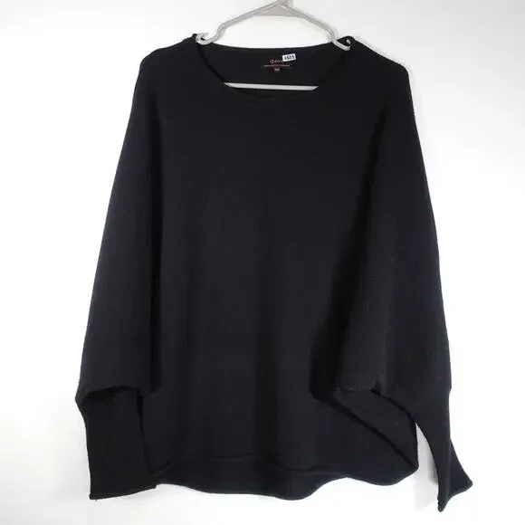 EUC Quince Women’s Mongolian Cashmere Batwing Sweater Black Sm/Med Relaxed Fit - Picture 3 of 9